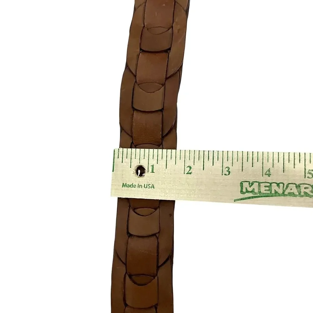 Vintage J.Crew Brown Woven Leather Belt: 90s, Y2K